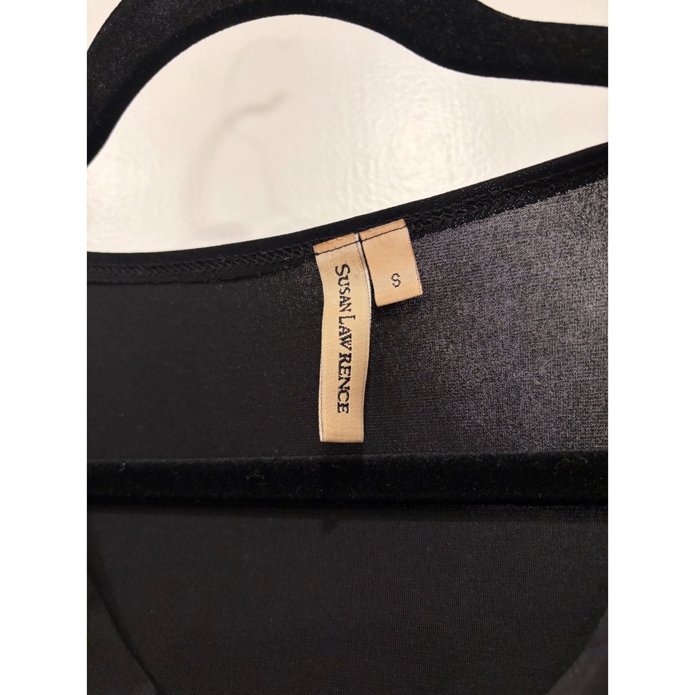 Womens Cowl Neck Top Size S Black Susan Lawrence - Picture 3 of 3